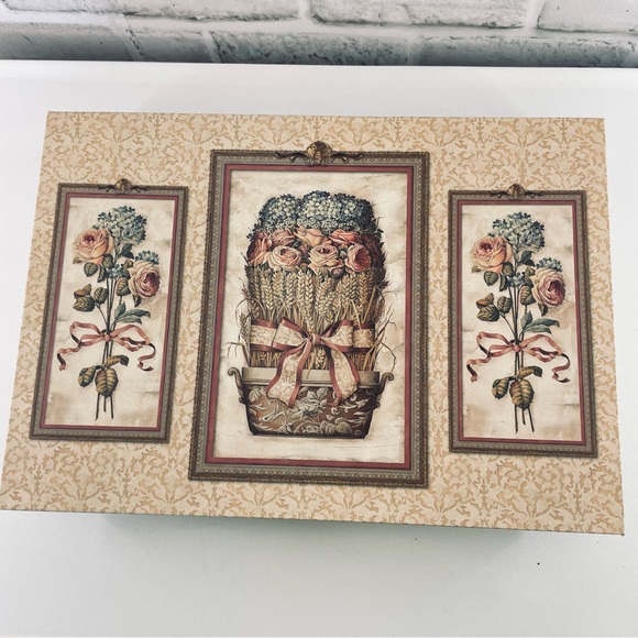 Keepsakes/Memory/Jewelry Box Country French Cottage Floral Rectangular 12.5 x 9 - Picture 2 of 16